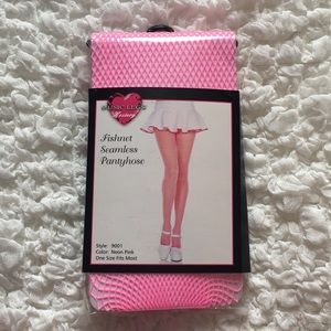 Neon Pink Mini Fishnet Pantyhose